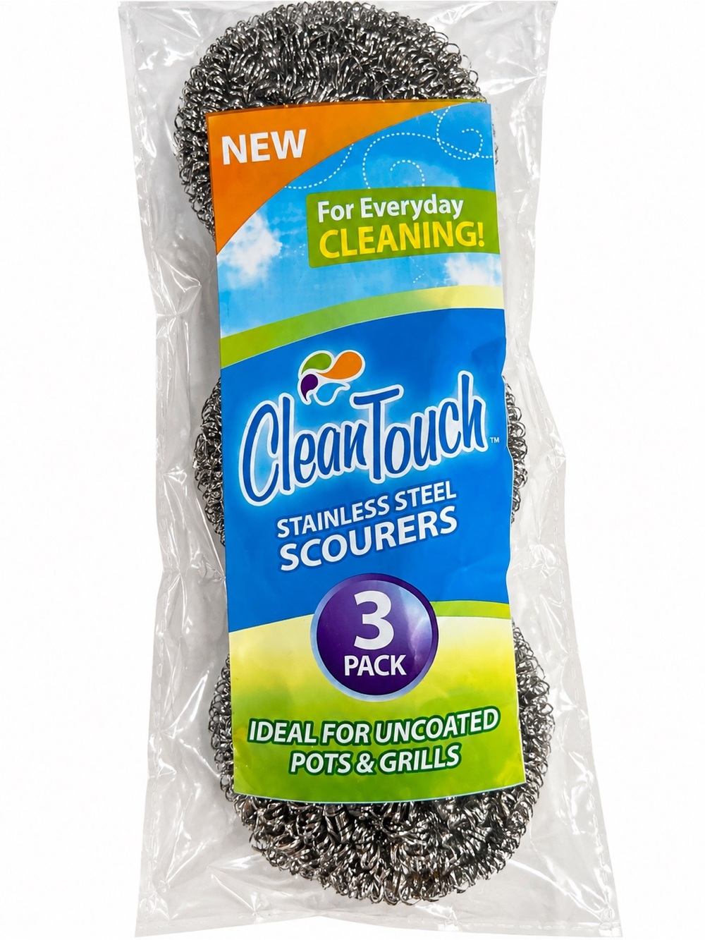 Stainless Steel Scourers - 3 Pack - Silver